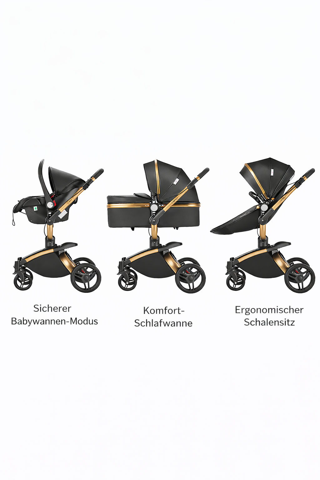 3-in-1 Baby Kinderwagen mit Babyschale – Luxus Stroller für Neugeborene & Kleinkinder