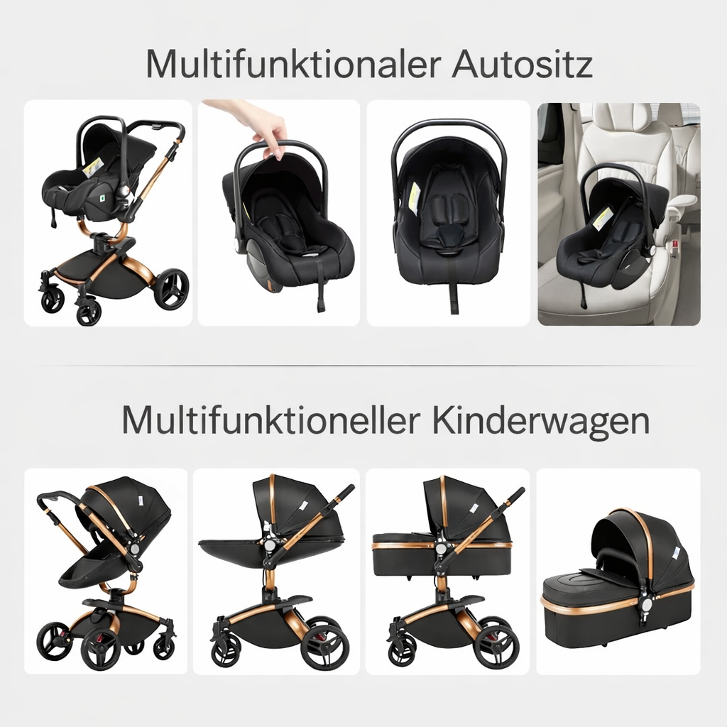 3-in-1 Baby Kinderwagen mit Babyschale – Luxus Stroller für Neugeborene & Kleinkinder